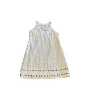 Women's Cato White Dress Size 10 with Gold Accents
